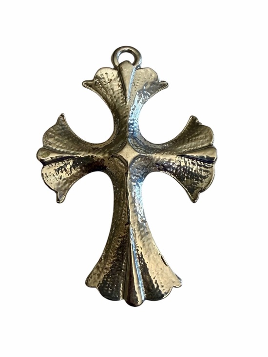 Jewelry - Unbranded Large Oversized Hammered Silvertone Cross Pendant Religious Goth